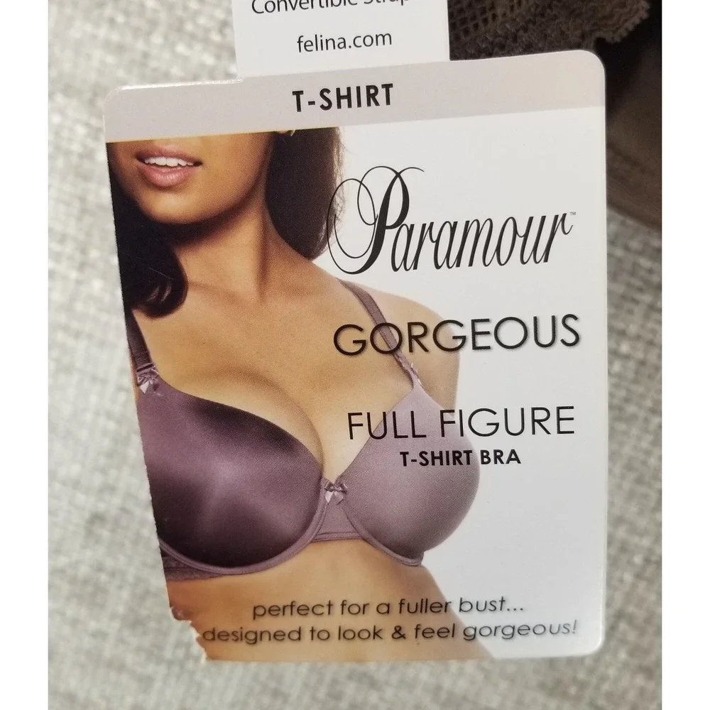 Paramour Gorgeous Full Figure T-Shirt Bra Underwire S671 Dark Taupe Womens 40DDD